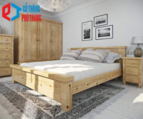 Giường làm từ gỗ thông