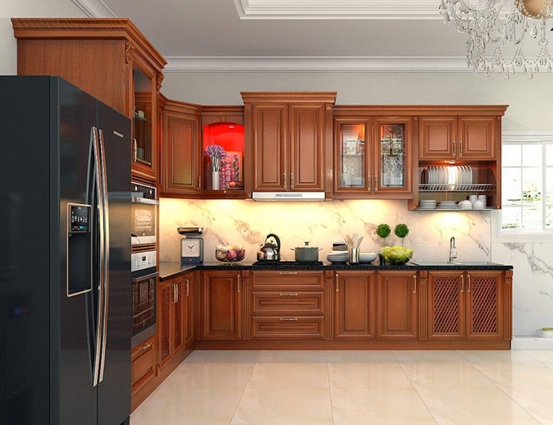 Tủ bếp gỗ căm xe