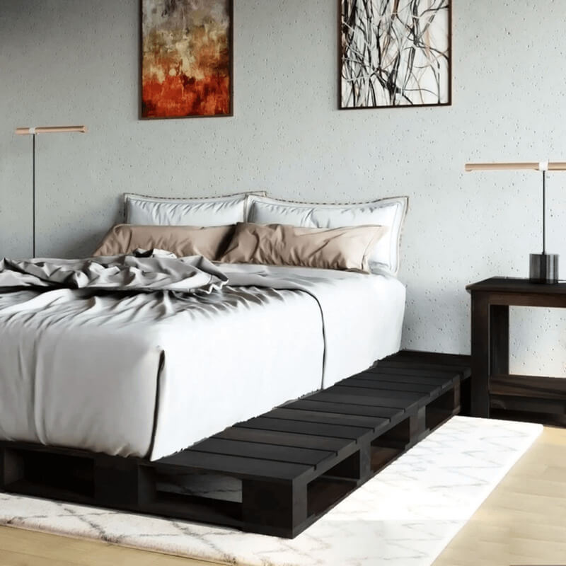 Trang trí phòng ngủ Pallet đen tối giản