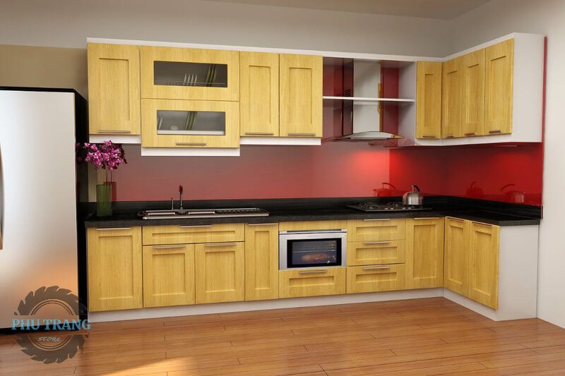 Tủ bếp gỗ sồi Nga