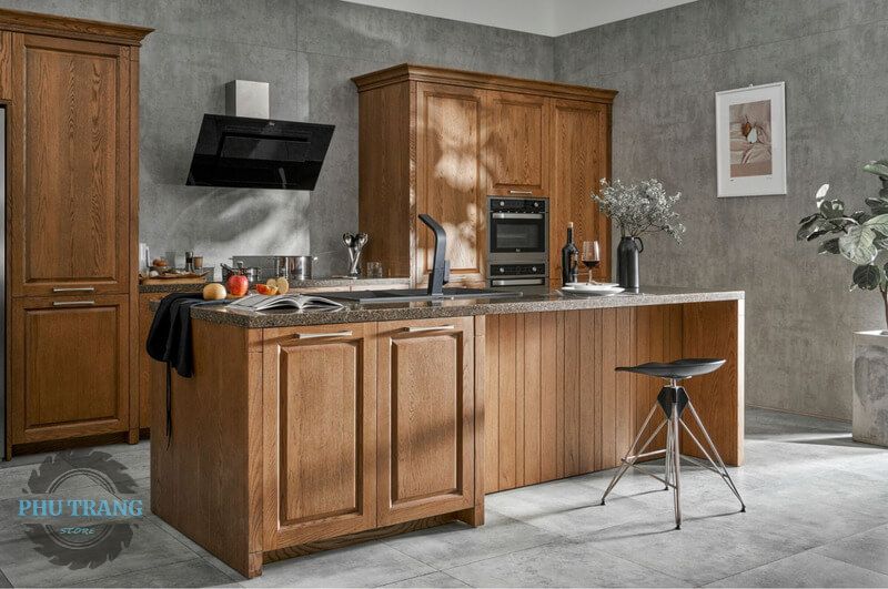 Nội thất phòng khách gỗ sồi Nga