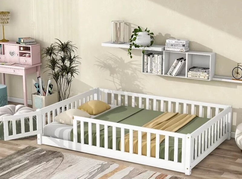 Giường gỗ MFC cho trẻ em tông trắng