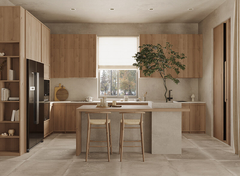 Tủ bếp gỗ phù hợp với nhiều thiết kế