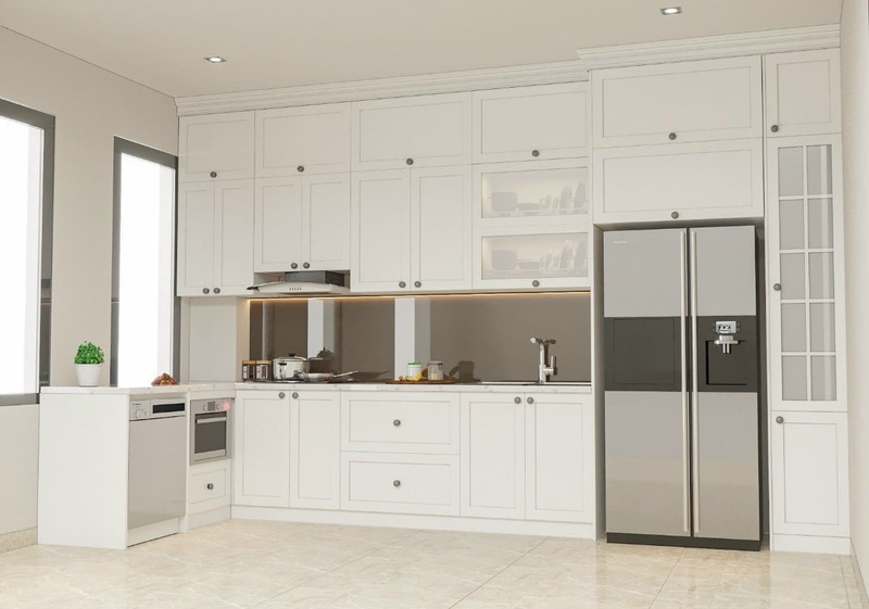 Tủ bếp gỗ MFC lõi xanh có độ bền cao và thời gian sử dụng lâu dài