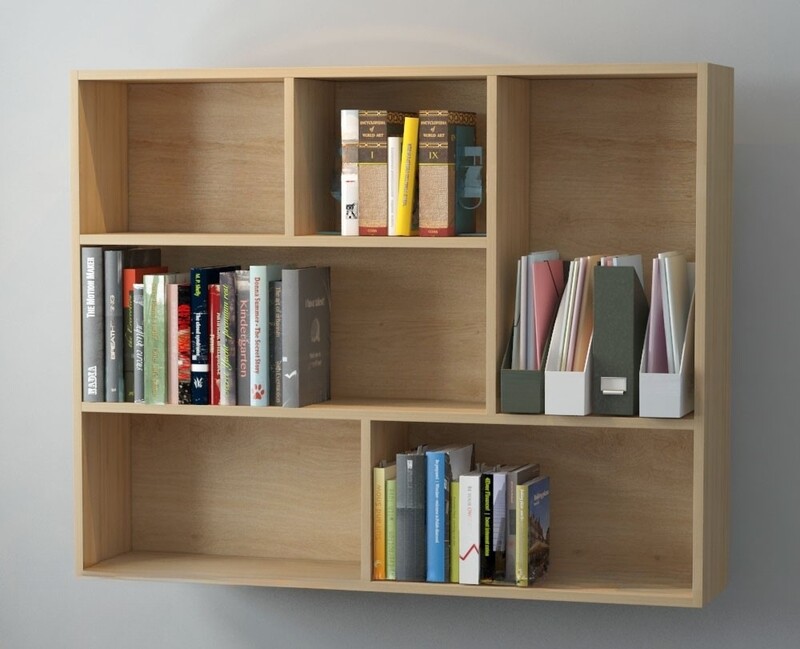 Kệ sách vân gỗ sồi treo tường
