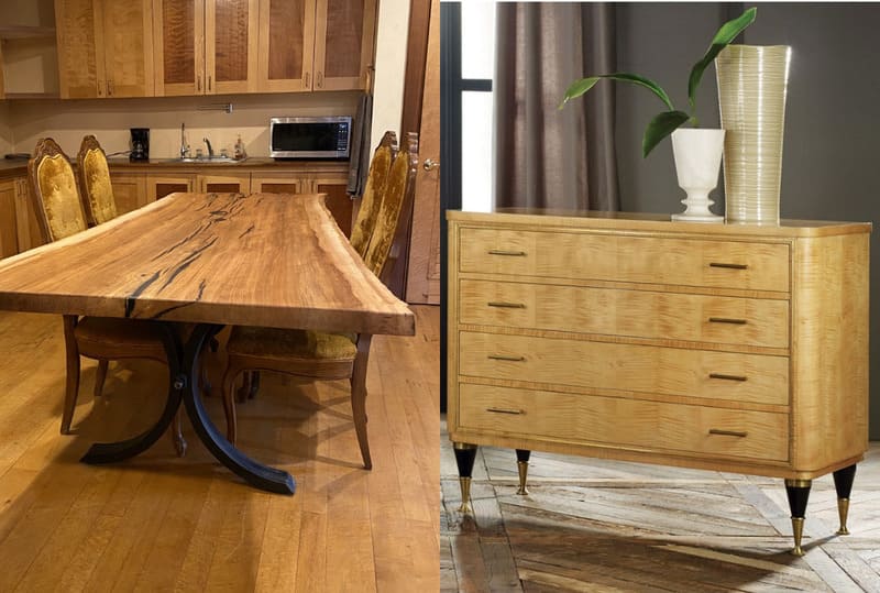 Gỗ sung dâu Sycamore được ứng dụng để thiết kế bàn ghế, tủ gỗ
