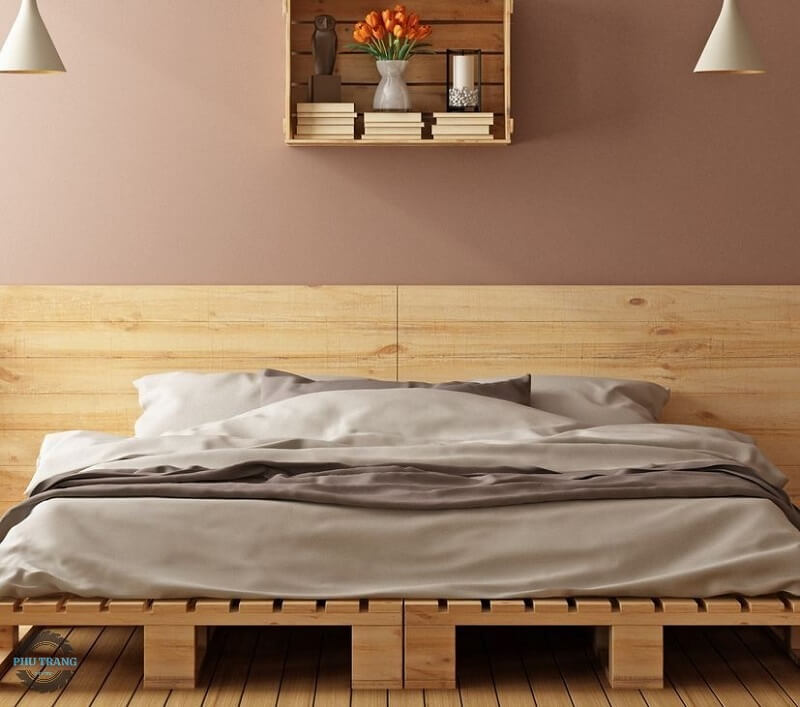 Mẫu giường gỗ pallet tự làm theo kiểu cổ điển đơn giản
