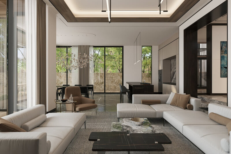 Thiết kế phòng khách hiện đại, sang trọng cho biệt thự