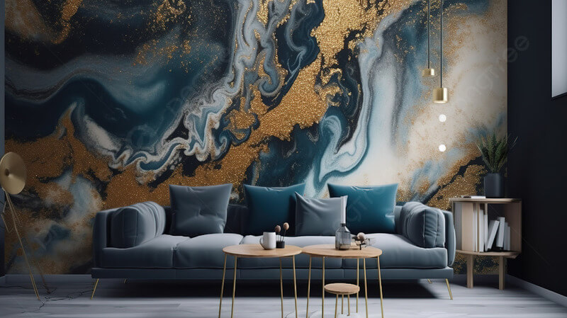 Thiết kế phòng khách với tranh dán tường