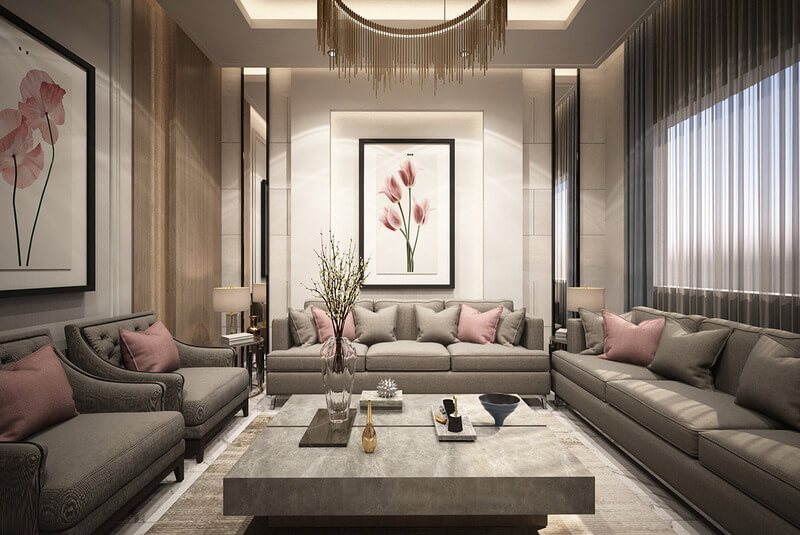 Trang trí phòng khách đẹp với ống treo